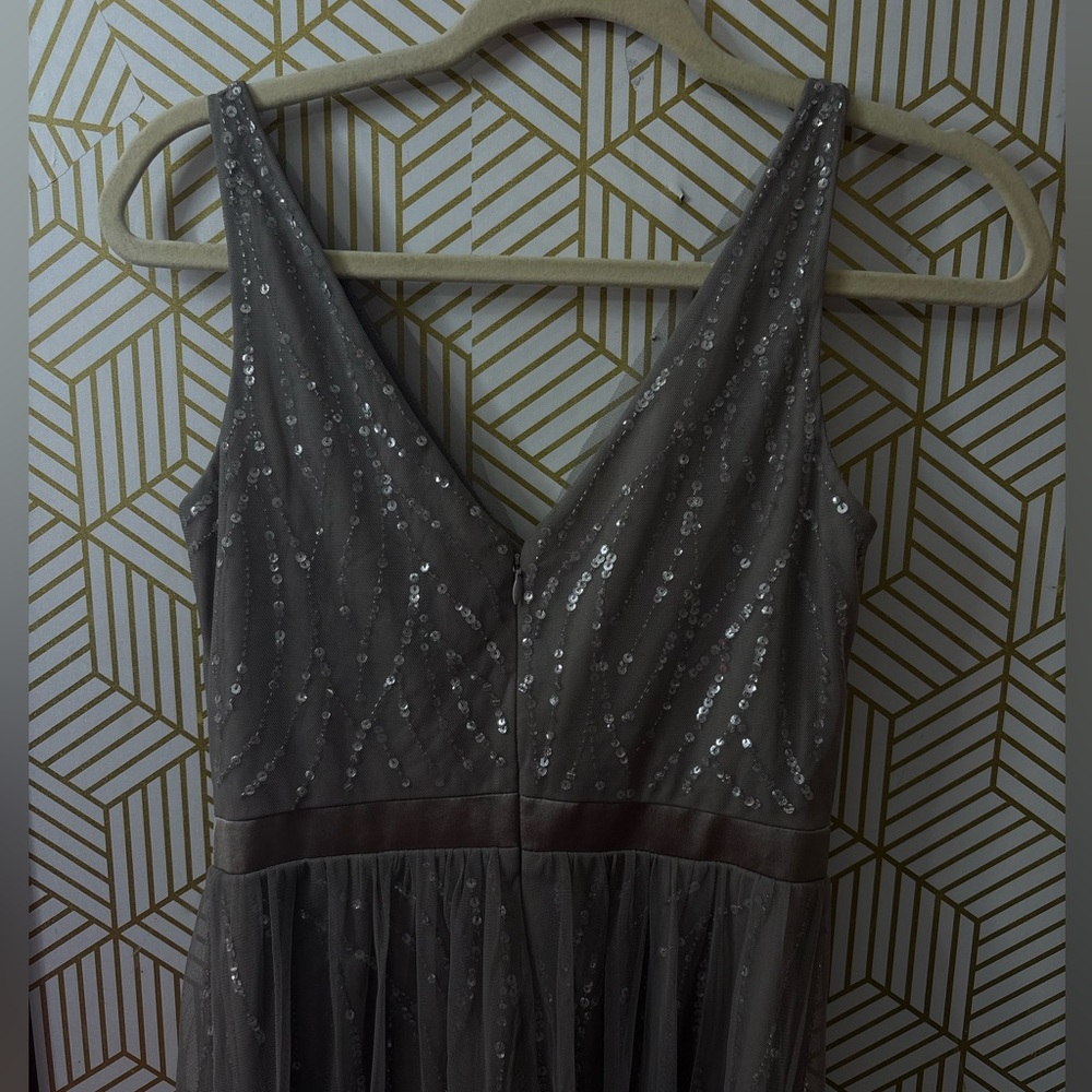 Adrianna Papell Silver Maxi Dress size 2 - Picture 9 of 11